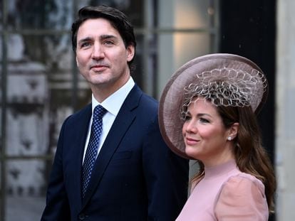 Justin Trudeau y Sophie Grégoire-Trudeau, a su llegada para la ceremonia de coronación del rey Carlos III, en Londres (Reino Unido), el 6 de mayo de 2023.