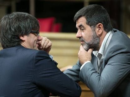 Carles Puigdemont i Jordi Sànchez, en una imatge d'arxiu.