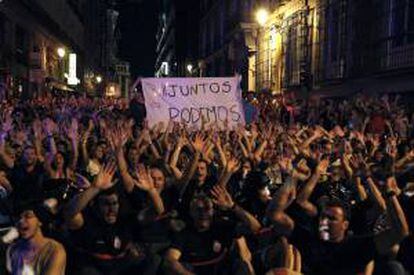 Varios centenares de funcionarios en una manifestación celebrada en las inmediaciones de la Puerta del Sol de Madrid.