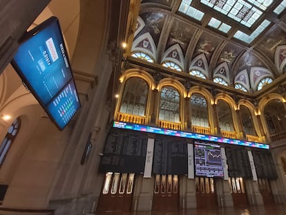 Vista del interior de la Bolsa de Madrid.