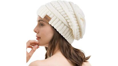 Gorro de invierno para mujer con tejido de lana térmico y con un diseño oversize, varios colores