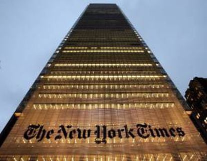 Vista de la sede principal del diario estadounidense The New York Times, en Nueva York, EEUU.