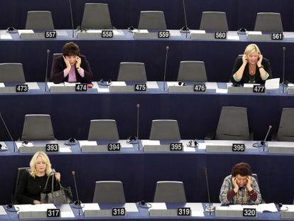 Parlamentarias europeas en un debate en Estrasburgo.