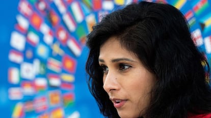 La economista jefa del FMI, Gita Gopinath, el miércoles, poco antes de la entrevista.