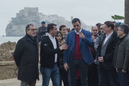 El presidente Pedro Sánchez visita zonas afectadas por la borrasca Gloria en Castellón.