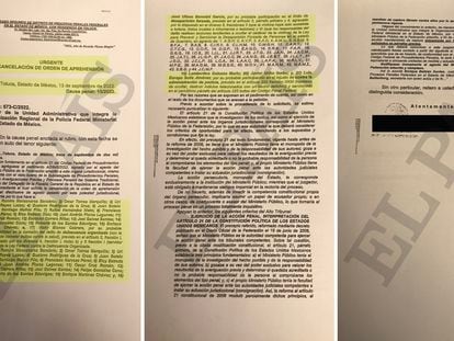 Parte de los documentos que obtuvo EL PAÍS, que prueban la cancelación de las órdenes de detención.