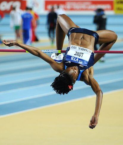 La atleta estadounidense Chaunte Lowe, durante la prueba de salto de altura.