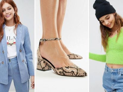 Distintas tendencias que se pueden ver en la tienda de Asos, como los trajes de pana o el estampado animal.