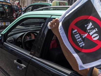 Protestas en Portugal contra los VTC.