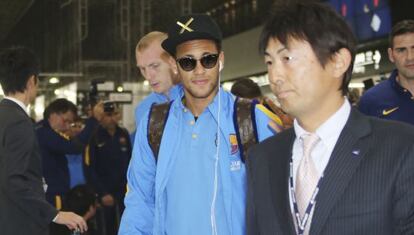 Neymar, dilluns, en la seva arribada al Japó.