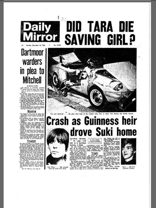 Una página del 'Daily Mirror' sobre la muerte de Tara Browne