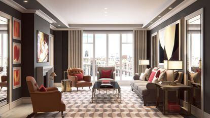 Recreación del interior de una de las 22 viviendas del Centro Canalejas, con la marca Four Seasons Private Residences. La más cara ha alcanzado los 11 millones de euros (10 millones más IVA).