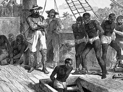 Il·lustració de la portad del llibre 'Negreros y esclavos'.
