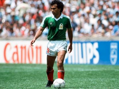 Hugo Sánchez durante el Mundial de México 1986, en el estadio Azteca.