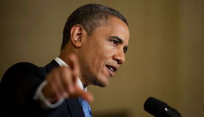 Barack Obama durante la &uacute;ltima rueda de prensa de su primer mandato.