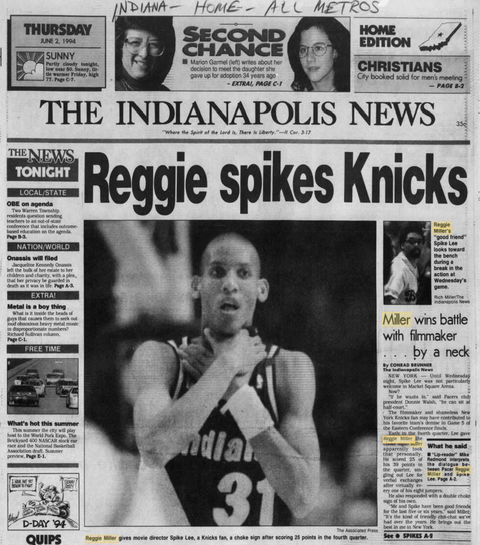 La portada del diario 'The Indianapolis News' del 2 de junio de 1994.