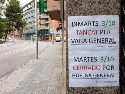 Comercio cerrado en la localidad barcelonesa de Terrassa.
