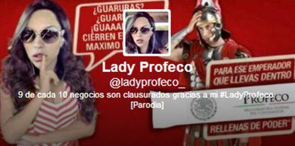 Parodia en Twitter de 'Lady Profeco'.