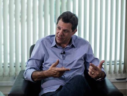 Fernando Haddad (PT), durante la entrevista con EL PAÍS, el 13 de octubre de 2018.