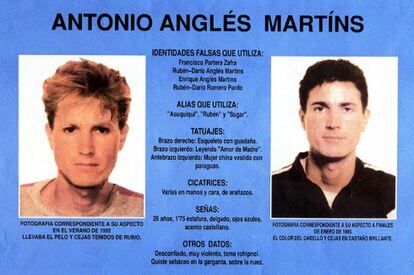 Cartel publicado por el Ministerio del Interior en marzo de 1993 para la búsqueda de Antonio Anglés.