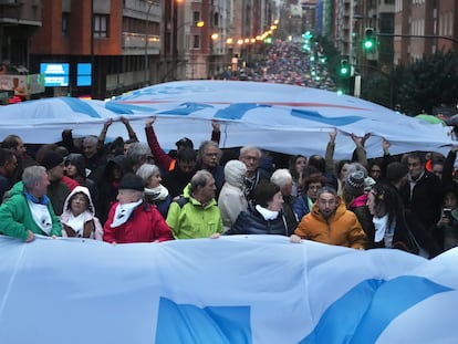 La manifestación convocada por Sare este sábado en Bilbao.