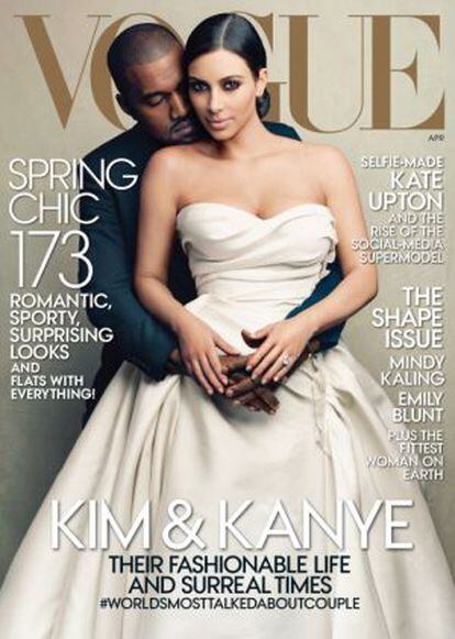 Portada de la edición de abril de 'Vogue USA', con Kim Kardashian y Kanye West.