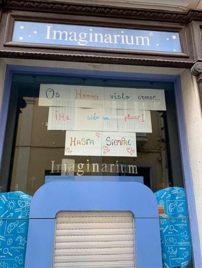 Entrada de una de las tiendas de Imaginarium con un mensaje de despedida, en una imagen subida por la compañía a sus redes sociales.