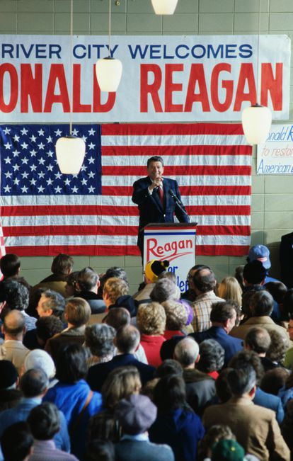  Ronald Reagan, en los caucus de Iowa de 1980. 