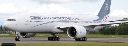El Boeing 777 de la compa&ntilde;&iacute;a ecuatoguineana Ceiba. 