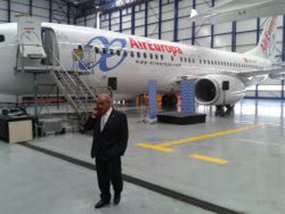 El presidente de Air Europa, Juan Jos&eacute; Hidalgo, en la presentaci&oacute;n del Boeing 737 n&uacute;mero 25 dela compa&ntilde;&iacute;a