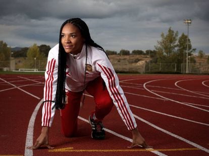 Salma Paralluelo, la semana pasada en la Ciudad de Fútbol de Las Rozas.