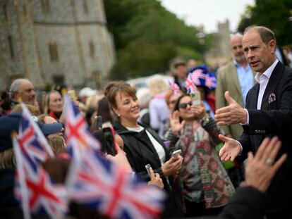 El príncipe Eduardo, este domingo en Windsor, durante los actos del Jubileo de Platino de Isabel II.