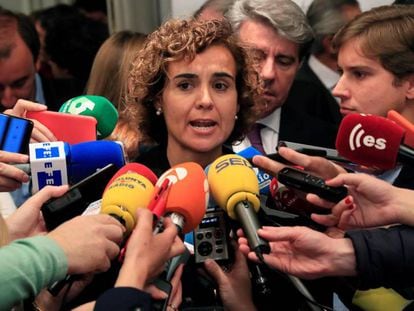 La portavoz del PP en el Congreso y candidata número uno para las europeas del próximo 26 de mayo, Dolors Montserrat, este lunes en Madrid. 