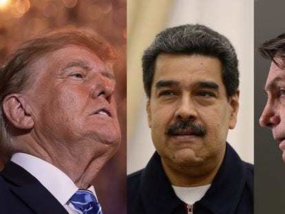 Donald Trump, Nicolás Maduro y Jair Bolsonaro.