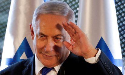 El primer ministro israelí, Benjamín Netanyahu, en un acto de campaña en Hebrón el 4 de septiembre.