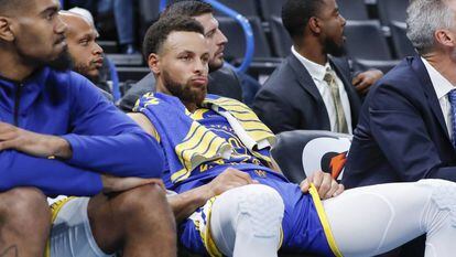 Stephen Curry, durante el partido del domingo en Oklahoma.