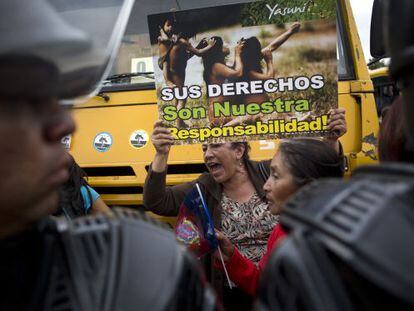 Una protesta contra la explotaci&oacute;n del Parque Yasun&iacute;.