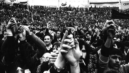 Manifestaci&oacute;n, a principios de la Transici&oacute;n, en las que se ped&iacute;a libertad de expresi&oacute;n en Espa&ntilde;a. 