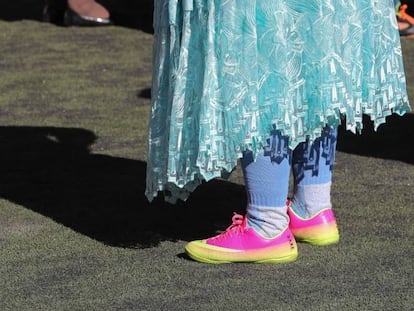Los pies de una mujer boliviana.