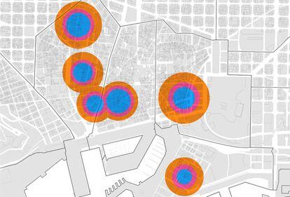 <b>FOTOGALERÍA</b>. Los mapas del plan de usos de Ciutat Vella.