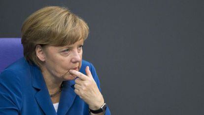 Merkel, en una intervenci&oacute;n ante el Parlamento alem&aacute;n. 