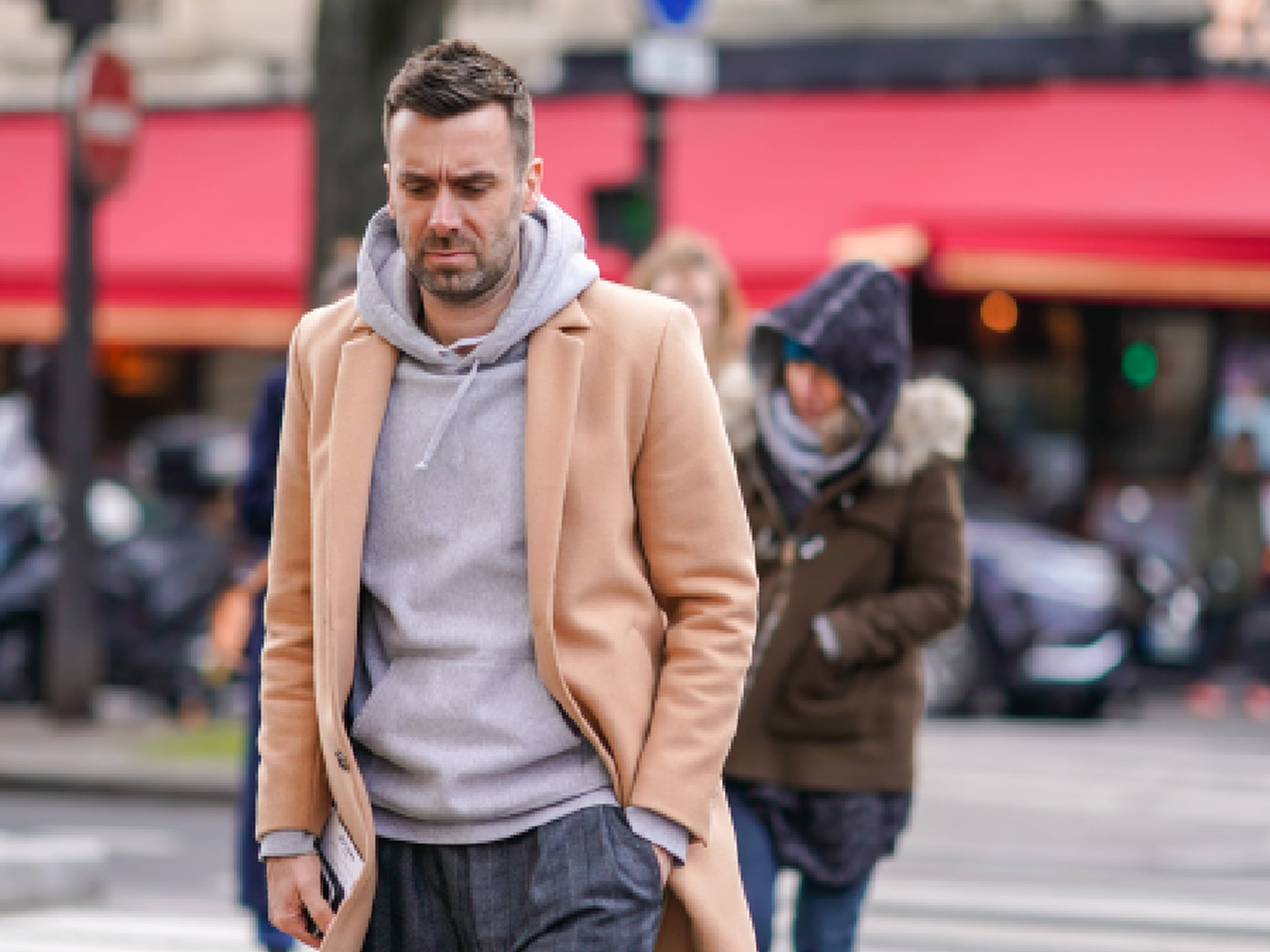 Abrigo de hombre con cremallera y cuello de pie de moda cálida