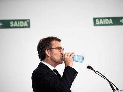 El presidente de la Xunta de Galicia, Alberto Nuñez Feijóo, durante un acto en Santiago de Compostela celebrado este jueves.