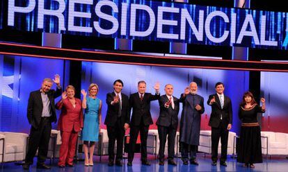 Los candidatos durante un debate televisivo.