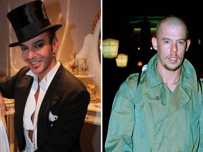 De izquierda a derecha: los diseñadores John Galiano y Alexander McQueen. 