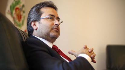 El primer ministro de Perú, Juan Jiménez Mayor, en Madrid el pasado lunes.