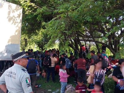 Migrantes hallados en un tráiler en Veracruz, el 21 de jullio 2023