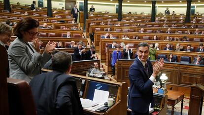 El presidente del Gobierno, Pedro Sánchez, durante la sesión plenaria este 24 de enero en el Congreso de los Diputados en Madrid.