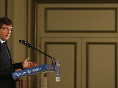 El presidente de la Generalitat, Carles Puigdemont, en el foro Nueva Economía.