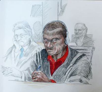 Un retrato del acusado, Sadi Budingo, realizado durante el juicio.